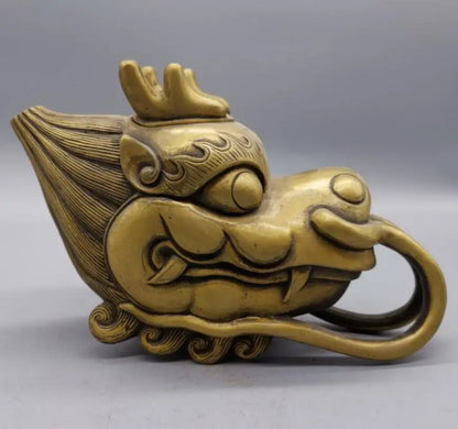 China brass dragon head teapot crafts statue