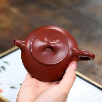Raw Ore Dahongpao Jingzhou Stone Scoop Pot, Zisha Teapot, Yixing Handmade Pot, Kung-Fu Teaware, Purple Clay Drinkware for Puer