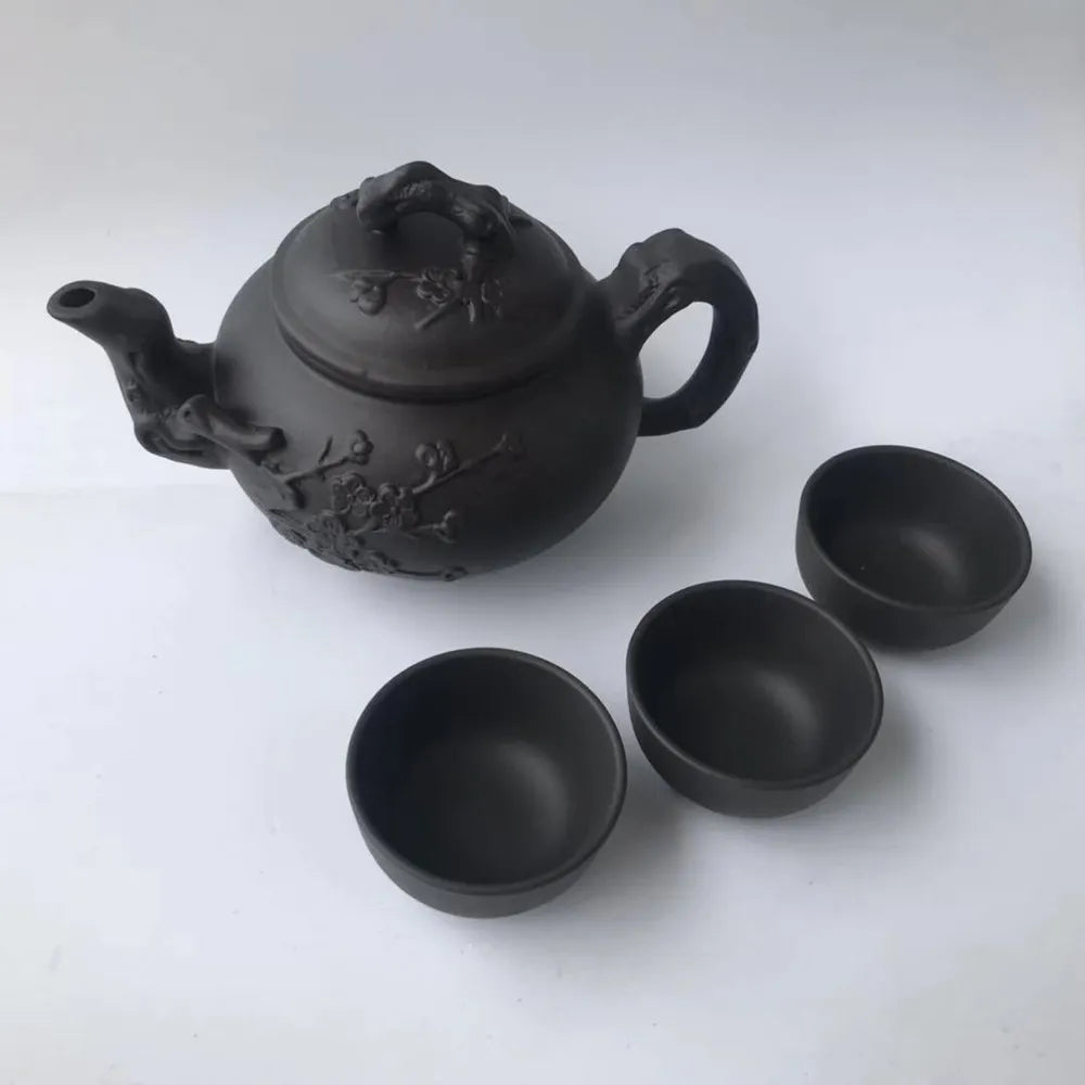 Hot Sale Teapot Chinese Porcelain Yixing Zisha Tea Pot 400ml + 3 Cups 60ml Kung Fu Tea Set Teapots Handmade Zisha Ceramic Kettle
