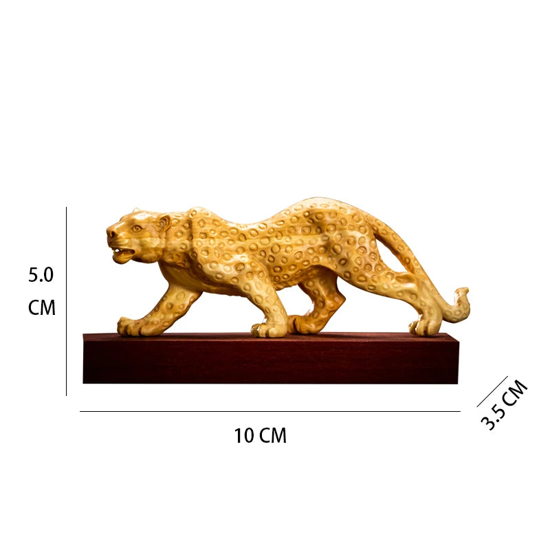 Boxwood 10 cm Animal Sculpture Lucky Leopard Home Furnishing Decoration Office Decoration Solid Wood Collectibles