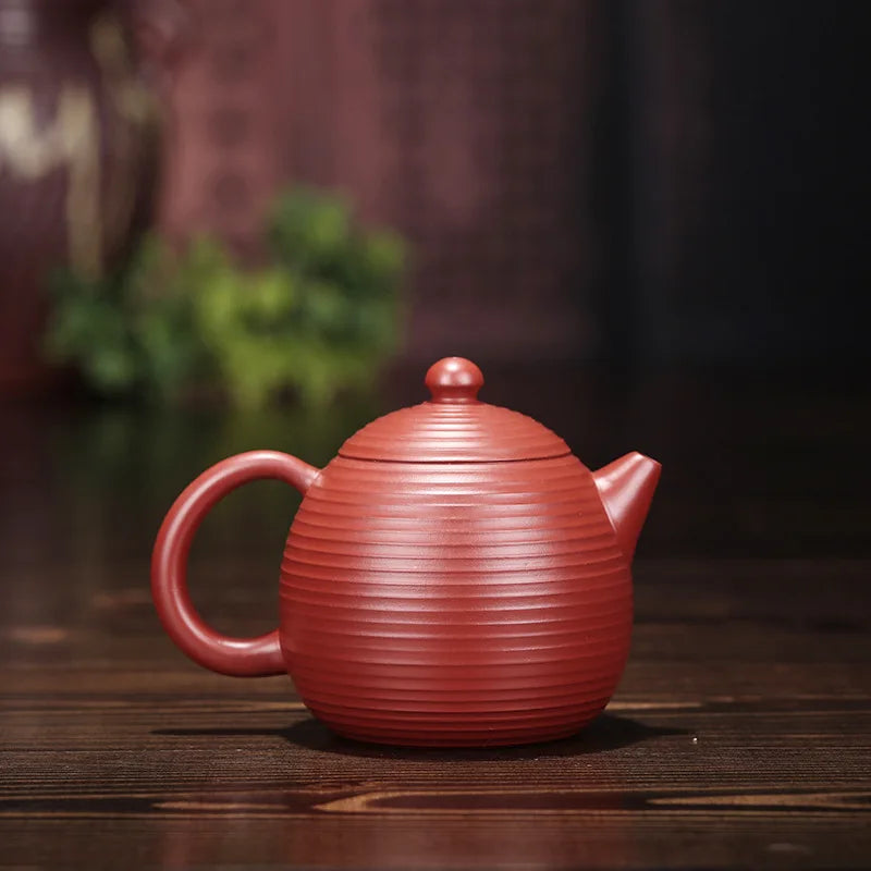 Hand Carved Thread Dragon Egg Teapot, Zisha Teapot, Yixing Handmade Pot, Kung-Fu Teaware, Purple Clay, Drinkware for Puer Green