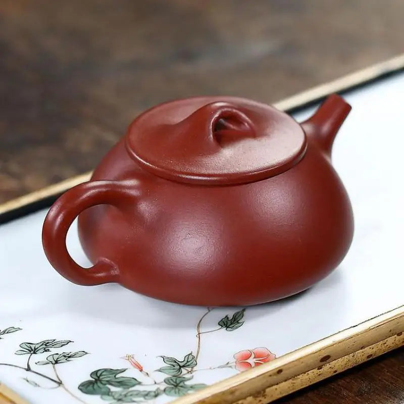 Raw Ore Dahongpao Jingzhou Stone Scoop Pot, Zisha Teapot, Yixing Handmade Pot, Kung-Fu Teaware, Purple Clay Drinkware for Puer