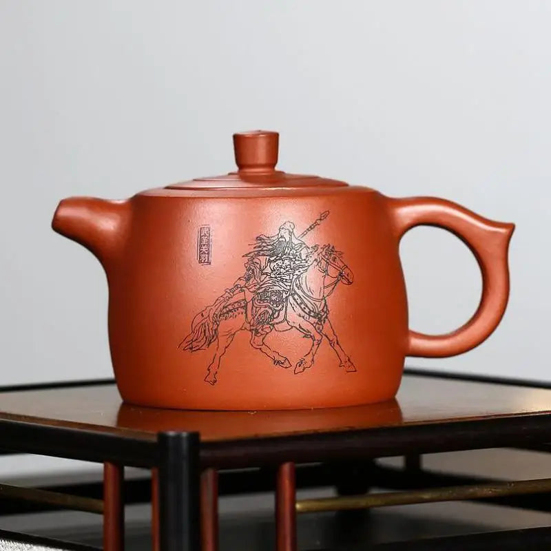 Engraved and Painted Pit Pots , Zisha Teapot, Yixing Handmade Pot, Kung-Fu Teaware, Purple Clay Drinkware for Puer Green