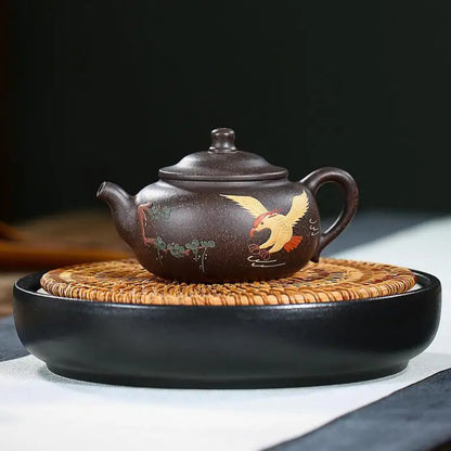 Black Clay Painted Pengcheng Wanli Purple Teapot Zisha Yixing Handmade Pot, Kung-Fu TeawarePurple Drinkware for Puer Green Black