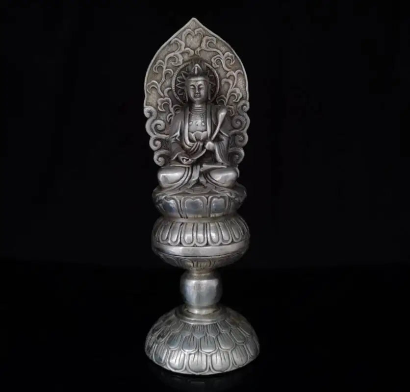 China White copper sit lotus Guanyin bodhisattva Buddha crafts statue