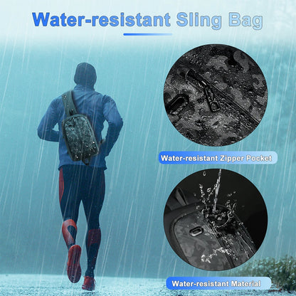 HK Men's Shoulder Bag Waterproof Military Tactical Crossbody Bag For Men 11.3 Inch iPad Chest Pack Men With USB For Work Sport