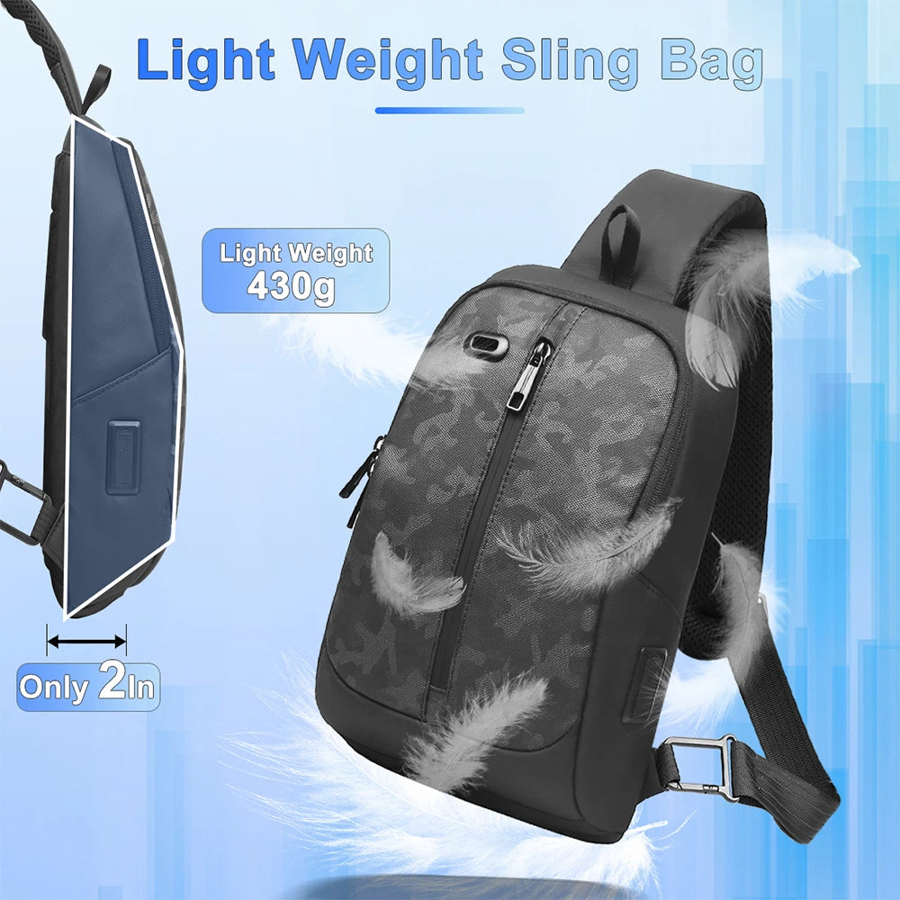 HK Men's Shoulder Bag Waterproof Military Tactical Crossbody Bag For Men 11.3 Inch iPad Chest Pack Men With USB For Work Sport