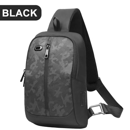 HK Men's Shoulder Bag Waterproof Military Tactical Crossbody Bag For Men 11.3 Inch iPad Chest Pack Men With USB For Work Sport