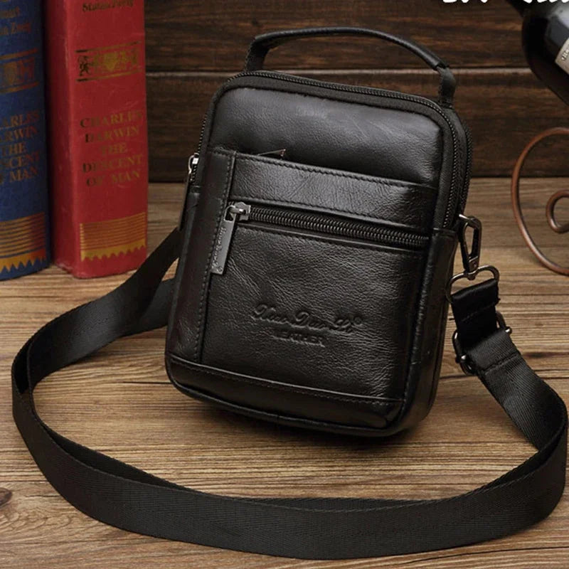 HMen Genuine Leather Small Messenger Tote Bag Belt Waist Pack Fanny Handbag Purse Cowhide Pouch Shoulder Cross Body Bags