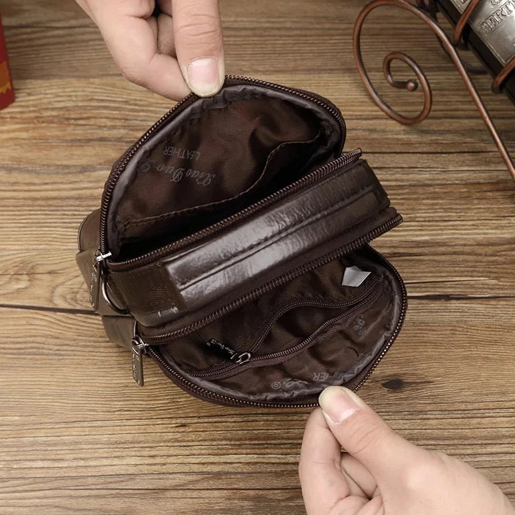 HMen Genuine Leather Small Messenger Tote Bag Belt Waist Pack Fanny Handbag Purse Cowhide Pouch Shoulder Cross Body Bags