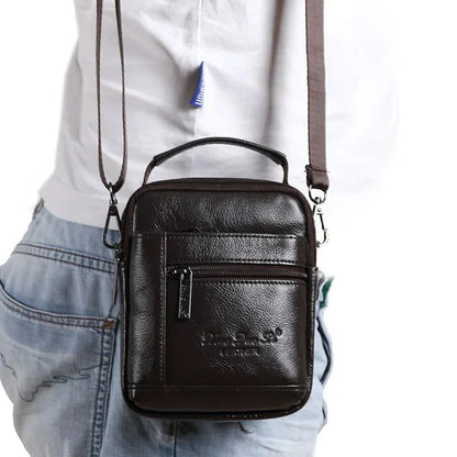 HMen Genuine Leather Small Messenger Tote Bag Belt Waist Pack Fanny Handbag Purse Cowhide Pouch Shoulder Cross Body Bags