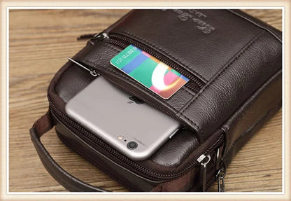 HMen Genuine Leather Small Messenger Tote Bag Belt Waist Pack Fanny Handbag Purse Cowhide Pouch Shoulder Cross Body Bags