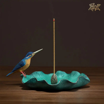 HOME BAR living ROOM high grade realism Lifelike bird Incense stick bronze sculpture Nourishing heart Educated decorative statue