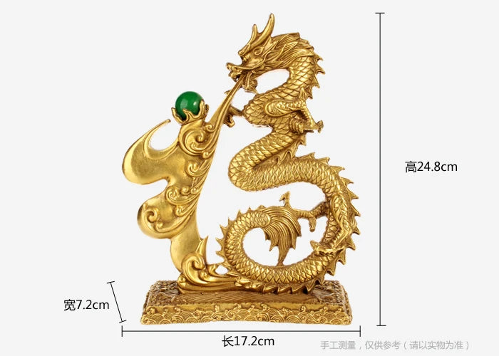 HOME Bring wealth money GOOD LUCK Royal Dragon BRONZE Sculpture FENG SHUI Statue Home store Company mascot talisman