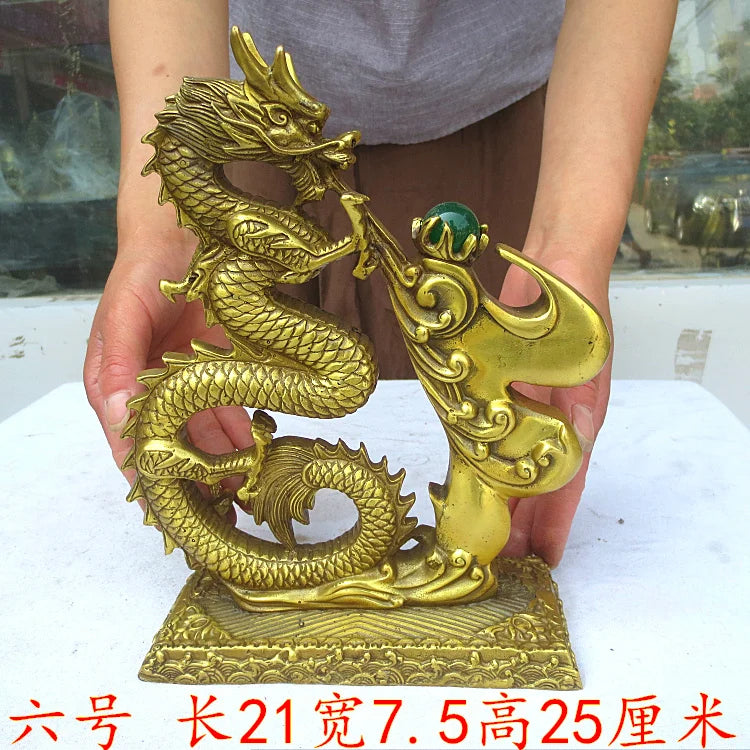 HOME Bring wealth money GOOD LUCK Royal Dragon BRONZE Sculpture FENG SHUI Statue Home store Company mascot talisman