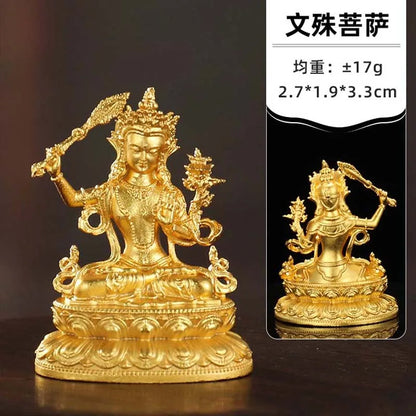HOME CAR pocket gold-plating Bodhisattva Manjusri Buddha safety Small MINI Buddha statue Amulet healthy Effective protection