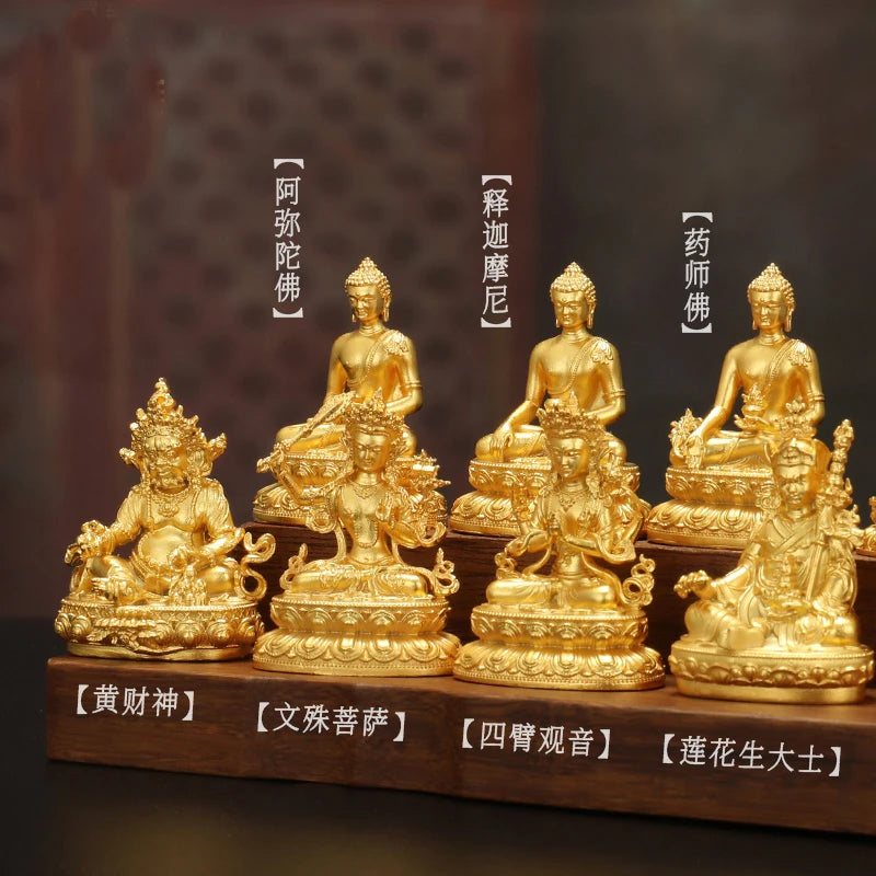 HOME CAR pocket gold-plating Bodhisattva Manjusri Buddha safety Small MINI Buddha statue Amulet healthy Effective protection