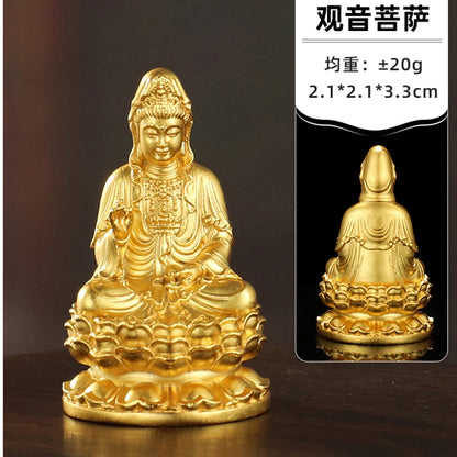 HOME CAR pocket gold-plating Goddess Guanyin Bodhisattva safety Small Buddha statue Amulet healthy Effective protection luck