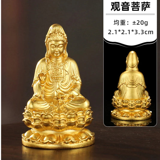 HOME CAR pocket gold-plating Goddess Guanyin Bodhisattva safety Small Buddha statue Amulet healthy Effective protection luck