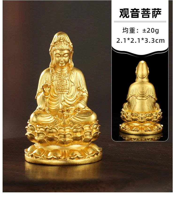 HOME CAR pocket gold-plating Goddess Guanyin Bodhisattva safety Small Buddha statue Amulet healthy Effective protection luck