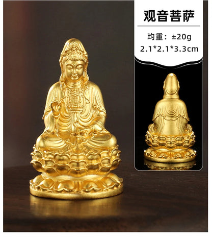 HOME CAR pocket gold-plating Goddess Guanyin Bodhisattva safety Small Buddha statue Amulet healthy Effective protection luck
