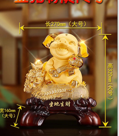 HOME Company Shop Business hall lobby Efficacious thriving business Money drawing GOOK LUCK Fortune RUYI Golden Pig statue