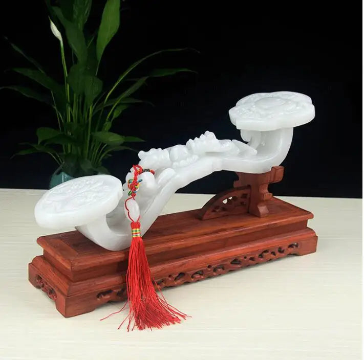 HOME Company shop Good Luck bring wealth money Mascot ZHAO CAI White jade RU YI PIXIU FENG SHUI decorative Statue talisman