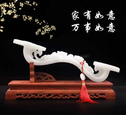 HOME Company shop Good Luck bring wealth money Mascot ZHAO CAI White jade RU YI PIXIU FENG SHUI decorative Statue talisman