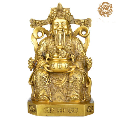 HOME GOOD efficacious Talisman Company shop Inviting Money Martial god of wealth CAI SHEN KAI GUANG brass statue-21CM