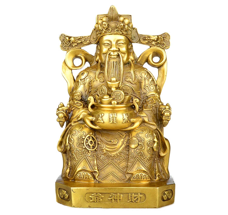 HOME GOOD efficacious Talisman Company shop Inviting Money Martial god of wealth CAI SHEN KAI GUANG brass statue-21CM