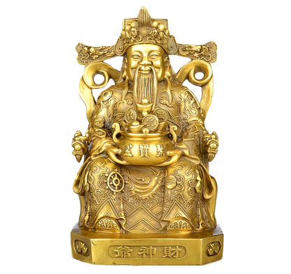 HOME GOOD efficacious Talisman Company shop Inviting Money Martial god of wealth CAI SHEN KAI GUANG brass statue-21CM