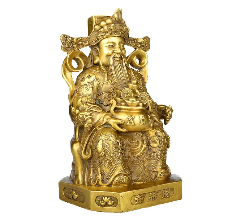 HOME GOOD efficacious Talisman Company shop Inviting Money Martial god of wealth CAI SHEN KAI GUANG brass statue-21CM