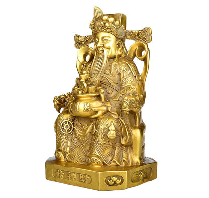 HOME GOOD efficacious Talisman Company shop Inviting Money Martial god of wealth CAI SHEN KAI GUANG brass statue-21CM