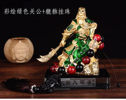 HOME OFFICE Company SHOP CAR Efficacious Money Drawing thriving business Green GUAN GONG God of Wealth FENG SHUI BRASS statue