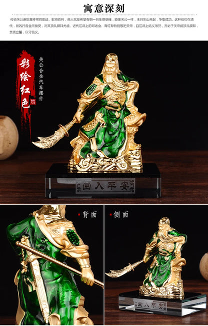 HOME OFFICE Company SHOP CAR Efficacious Money Drawing thriving business Green GUAN GONG God of Wealth FENG SHUI BRASS statue