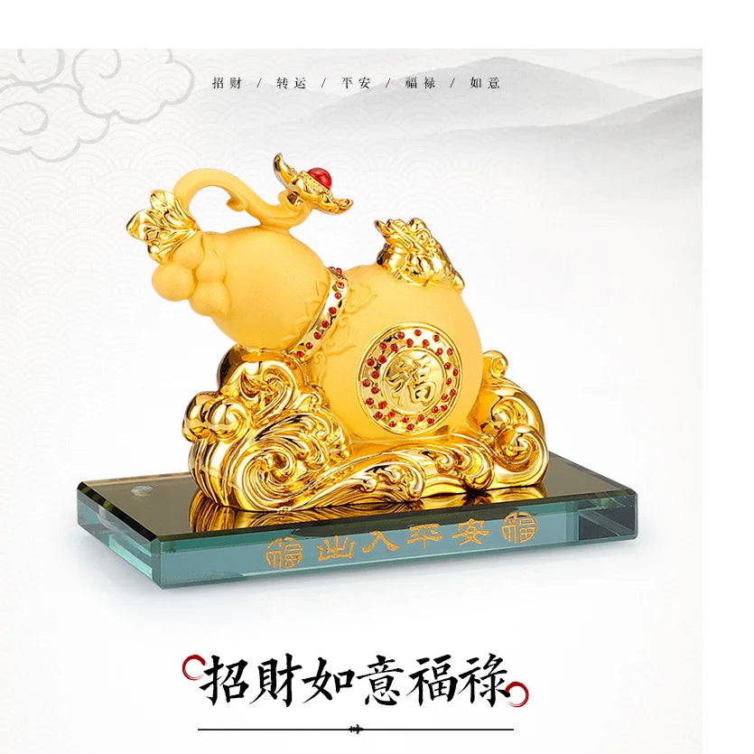HOME OFFICE Company SHOP CAR TOP Efficacious Money Drawing thriving business Lucky gold RU YI gourd FENG SHUI crystal statue