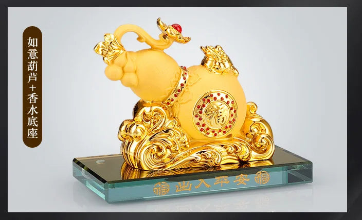 HOME OFFICE Company SHOP CAR TOP Efficacious Money Drawing thriving business Lucky gold RU YI gourd FENG SHUI crystal statue