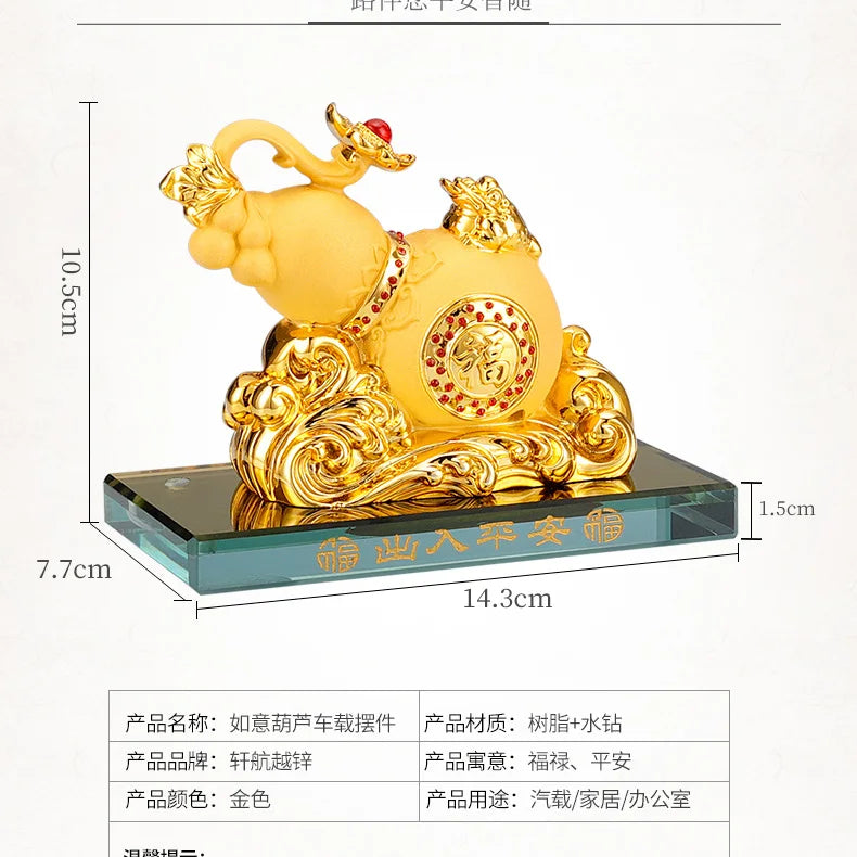 HOME OFFICE Company SHOP CAR TOP Efficacious Money Drawing thriving business Lucky gold RU YI gourd FENG SHUI crystal statue