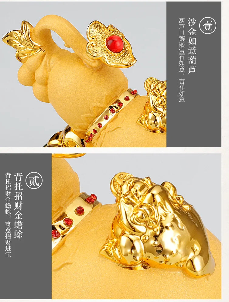 HOME OFFICE Company SHOP CAR TOP Efficacious Money Drawing thriving business Lucky gold RU YI gourd FENG SHUI crystal statue