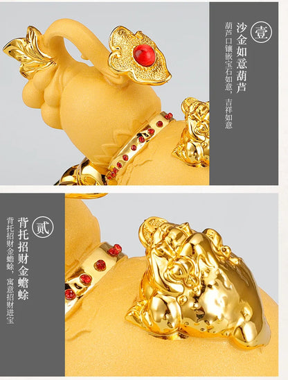 HOME OFFICE Company SHOP CAR TOP Efficacious Money Drawing thriving business Lucky gold RU YI gourd FENG SHUI crystal statue