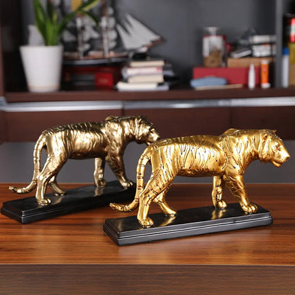 HOME OFFICE Decor ART bring fortune Success gold leopard Cheetah tiger GOOD LUCK Mascot  animal statue