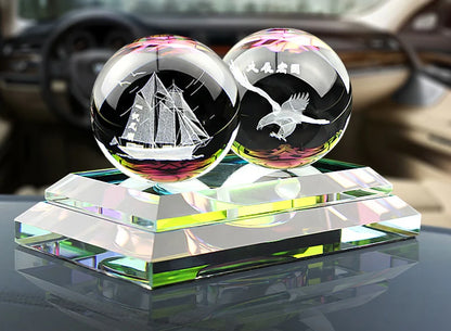 HOME OFFICE SHOP CAR Talisman Protection # bless GOOD LUCK Safe 3D crystal Sailboat Eagle carving FENG SHUI statue