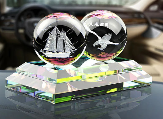 HOME OFFICE SHOP CAR Talisman Protection # bless GOOD LUCK Safe 3D crystal Sailboat Eagle carving FENG SHUI statue