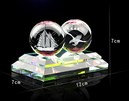HOME OFFICE SHOP CAR Talisman Protection # bless GOOD LUCK Safe 3D crystal Sailboat Eagle carving FENG SHUI statue