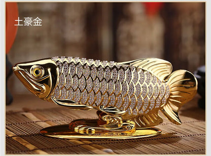 HOME OFFICE company SHOP CAR TOP Good Efficacious Talisman Money Drawing Diamonds Arowana Golden Fish FENG SHUI brass statue