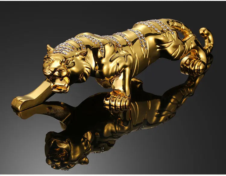 HOME OFFICE company SHOP CAR TOP Good Efficacious Talisman Money Drawing Diamonds Golden Tiger FENG SHUI brass statue