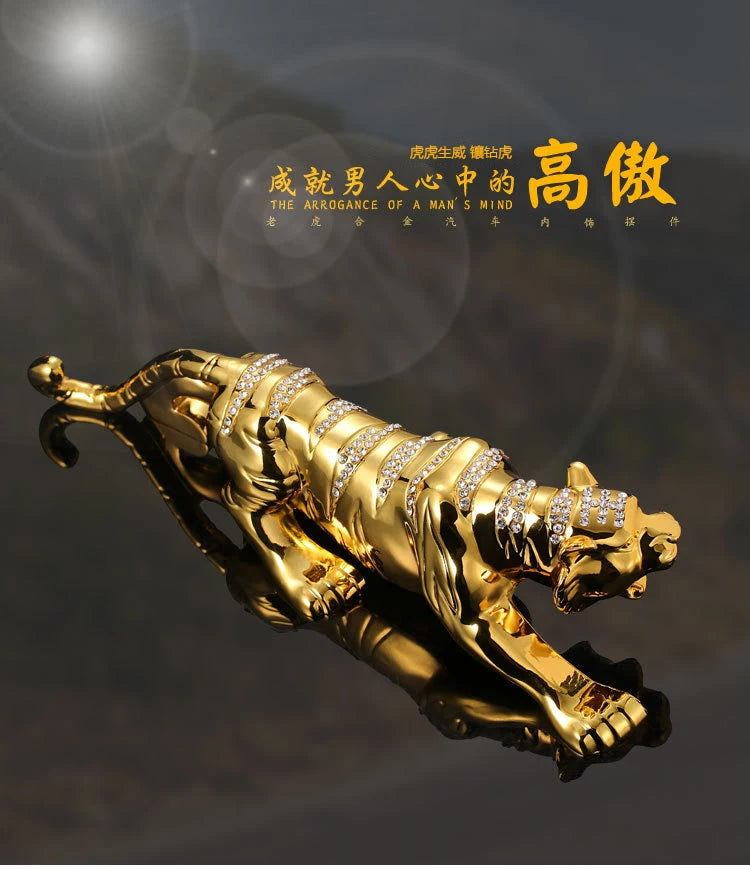 HOME OFFICE company SHOP CAR TOP Good Efficacious Talisman Money Drawing Diamonds Golden Tiger FENG SHUI brass statue