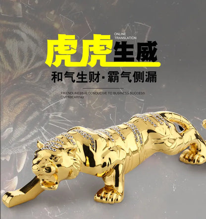 HOME OFFICE company SHOP CAR TOP Good Efficacious Talisman Money Drawing Diamonds Golden Tiger FENG SHUI brass statue
