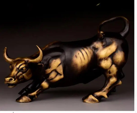 HOME SHOP STORE Stock equity market Money drawing wealth Good luck Efficacious Mascot Talisman bull bullish stock brass statue