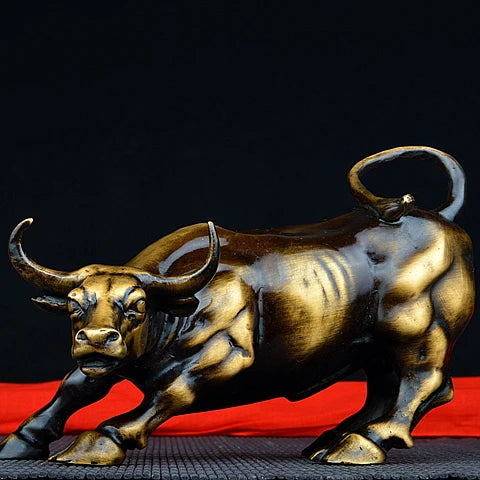 HOME SHOP STORE Stock equity market Money drawing wealth Good luck Efficacious Mascot Talisman bull bullish stock brass statue